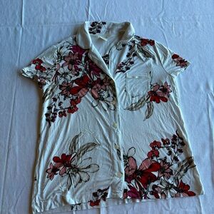 Soma Cream and Red Floral Pajama Top